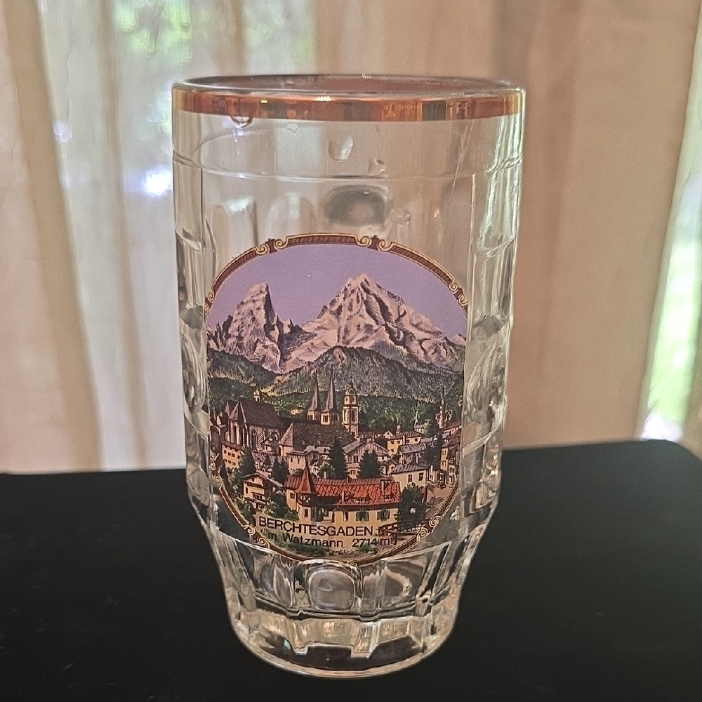 Beer mug‎ featuring Berchtesgaden, Germany, with the Watzmann mountain